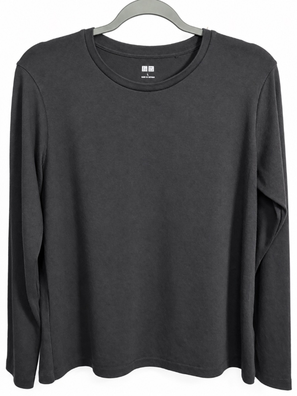 💸 BARGAIN BIN 💸 UNIQLO - Black Stretch Cotton Long Sleeve Crewneck Top - L